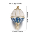 Blue and white enamel hot air balloon pendant with rhinestones 45mm height variant - Blue White Enamel Hot Air Balloon (YSN215-02)