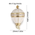 Hot air balloon jewelry pendant with white enamel, gold trim and clear cubic zirconia - Cream White Gold Trim Egg (YSN215-08)