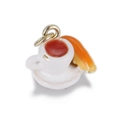 Detailed enamel coffee cup and croissant pendant charm for necklaces or bracelets - Tea Time Coffee Bread (YSN233-12)