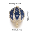 Vintage hot air balloon pendant with dark blue enamel and gold stars on white background - Dark Blue Starry Sphere (YSN215-01)