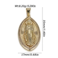 Gouden ovale Maria hanger met strass, afmetingen 35mm x 17mm en gewicht van 8,20g voor sieraden - Pavé Maagd Maria Reliëf (YSN236-07)
