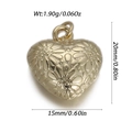 Detailed view of gold-tone heart pendant with dimensions 20x15mm and 1.9g weight specifications - Embossed Heart Style (YSN239-14)