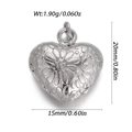 Detailed view of heart-shaped metal pendant with size specs and embossed texture - Silver Embossed Texture Heart Style (YSN239-15)