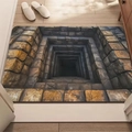Absorbent bath mat with 3D stone staircase illusion pattern for bathroom floor - 40*60cm (Diatom Mud) / Stone Step Abyss (Trap-10)