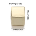 Macro shot of 13mm gold cubic bead with dimensions and weight of 11.4g shown - Golden Cube Charm Bead Style (YSN239-02)