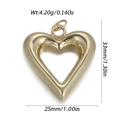 Polished gold hollow heart pendant showing measurements 33mm by 25mm for DIY jewelry - Shiny Golden Heart Hollow Pendant (YSN239-12)