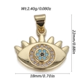 Ciondolo occhio di Allah placcato oro 14k con zirconi blu e misure del prodotto - Stile Malocchio (DBN156-01)