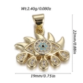 Ciondolo Mano di Fatima Malocchio dorato con zirconi blu e misure dettagliate - Stile Occhio Radiante (DBN156-04)