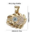 14k gold-plated Evil Eye pendant with blue zircon and size measurements 22mm x 18mm - Classic Eye Style (DBN155-03)