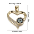 Golden heart pendant with Turkish evil eye zircon stones, dimensions 25mm by 20mm - Heart Evil Eye Style (DBN171-14)