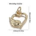 Golden heart pendant with wing detail and dimensions, 18mm height for DIY jewelry - Heart with Wings Gold (YSN237-01)