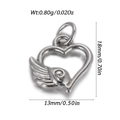Detailed view of silver heart wing pendant with 18mm height and 13mm width dimensions - Heart with Wings Silver (YSN237-02)