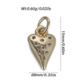 Detailed close-up of a 15mm gold heart pendant with cubic zirconia and 0.60g weight spec - Pave Heart Gold (YSN237-04)
