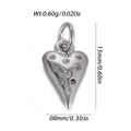 Detailed size specifications of silver heart pendant with cubic zirconia stones - Pave Heart Silver (YSN237-05)