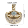 Golden Evil Eye crescent moon pendant with blue zircon stones and size measurements - Moon Eye Style (DBN171-08)