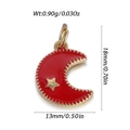 Red crescent moon and star charm pendant with gold trim for DIY jewelry making - Red Moon and Star Shape (YSN217-13)