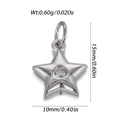 Macro shot of silver star pendant with round zircon inlay and precise dimensions - Five-pointed Star Silver (YSN237-09)