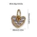 Detailed view of heart-shaped copper pendant with cubic zirconia and dimensions - Hollow Pave Heart Gold (YSN237-10)
