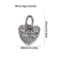 Macro shot of a silver heart pendant with cubic zirconia and 10x8mm size dimensions - Hollow Pave Heart Silver (YSN237-11)