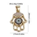 Golden Hamsa Hand pendant with Turkish evil eye and colorful zircon stones, 28mm size - Hamsa Hand Style (DBN171-12)