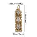 Detailed view of rectangle gold pendant with zircon flowers including size 25x6mm and weight - Beaded Flower Rectangle Gold (YSN237-12)