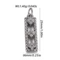 Detailed size specifications of silver rectangle pendant with cubic zirconia stones - Beaded Flower Rectangle Silver (YSN237-13)