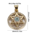 Gold 14k Fatima hand charm with blue zircon evil eye in hexagonal star frame, 2.0g weight - Hexagram Eye Style (DBN171-13)