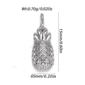 Macro detail of pineapple pendant showing 15mm height dimensions and silver grid texture - Pineapple Shape Silver (YSN237-15)
