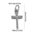 Macro shot of a silver cross pendant with pavé cubic zirconia and size dimensions - Pave Cross Silver (YSN237-17)
