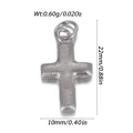 Macro view of silver cross pendant showing dimensions 22x10mm and 0.60g weight details - Matte Cross Silver (YSN237-19)