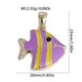 Purple and yellow enamel tropical fish pendant in gold finish with white crystals - Purple Yellow Tropical Fish Shape (YSN217-11)