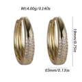 Elegant gold snake hoop earrings with pavé cubic zirconia measuring 19mm in height - Three-Row Rhinestone Huggie (YSE063-01)