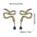 Boucles d'oreilles serpent dorées avec pendentifs en cristal goutte d'eau bleu foncé - Pendants d'Oreilles Serpent Gemme Bleue (YSE063-06)