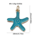 Blue starfish pendant charm with gold dots and dimensions 23mm by 18mm - Cyan Blue Starfish (YSN230-07)