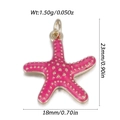 Pendentif étoile de mer rose émaillé avec détails dorés et dimensions du produit - Étoile de Mer Rouge Pêche (YSN230-09)