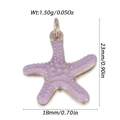 Pendentif étoile de mer violette avec bordure dorée et détails de dimensions - Étoile de Mer Violette (YSN230-11)