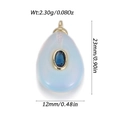 Teardrop opal pendant with blue gemstone and gold plating showing precise dimensions - Opal White With Blue (YSN216-05)