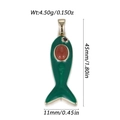Pendentif poisson en émail vert avec cadre doré, pierre de sable brune et gemme violette - Poisson Vert (YSN230-02)