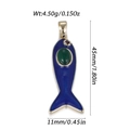 Pendentif poisson en émail bleu avec pierre verte, breloque océan dorée 45mm - Poisson Bleu (YSN230-03)