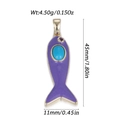 Pendentif poisson en émail violet avec pierre turquoise en finition dorée et dimensions - Poisson Violet (YSN230-04)