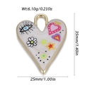 Pendentif cœur en émail blanc avec motifs d'œil et d'étoiles colorés en alliage doré - Cœur Multicolore (YSN230-14)