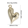 Pendentif cœur doré de 33mm x 18mm avec design poli 3D et torsion élégante - Pendentif Coeur Art Tordu Doré