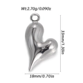 Pendentif cœur en argent poli avec un poids de 2,7g et une hauteur de 33mm - Pendentif Coeur Art Tordu Argenté