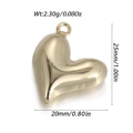 Pendentif cœur doré poli avec dimensions de taille et spécifications de poids - Pendentif Coeur Arrondi Doré