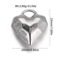 Pendentif cœur géométrique argenté avec design multi-facettes de 25mm sur 20mm - Pendentif Coeur Géométrique Argenté