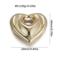 Pendentif cœur doré poli pour la création de bijoux, largeur 20mm, poids de 3,00g environ - Charm Coeur à Grand Trou Doré