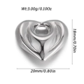 Pendentif cœur en argent poli, dimensions 20 mm de large et 18 mm de haut, 3,00 g - Charm Coeur à Grand Trou Argenté