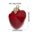 Colgante de corazón rojo facetado con asa de hoja dorada y circonita, 18x15mm - Estilo Corazón Rojo (YSN227-13)