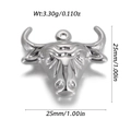 Pendentif tête de taureau argentée polie, taille 25mm pour création de bijoux - Pendentif Tête de Taureau Argenté