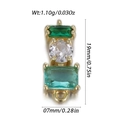 Colgante dorado con piedra verde rectangular y circón para fabricación de joyas DIY - Estilo Rectangular de Tres Piedras Verdes (YSN227-08)